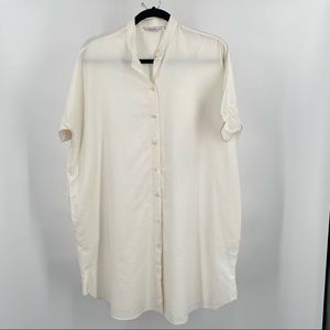 & other stories oversized button down t shirt dress off white size 2